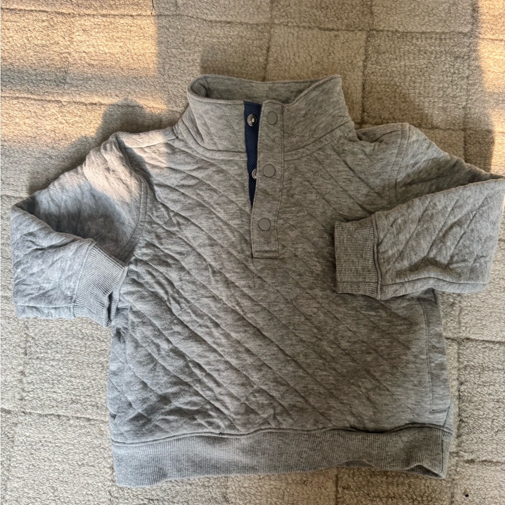 Toddler Janie and Jack Quilted Grey Snap-Front Pullover - Never Used 2T